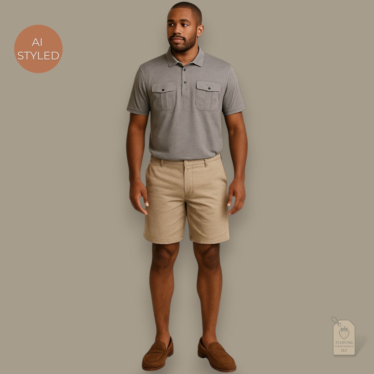 Men’s | Michael Kors | Gray Collared Short Sleeve Polo with Front Chest Pockets