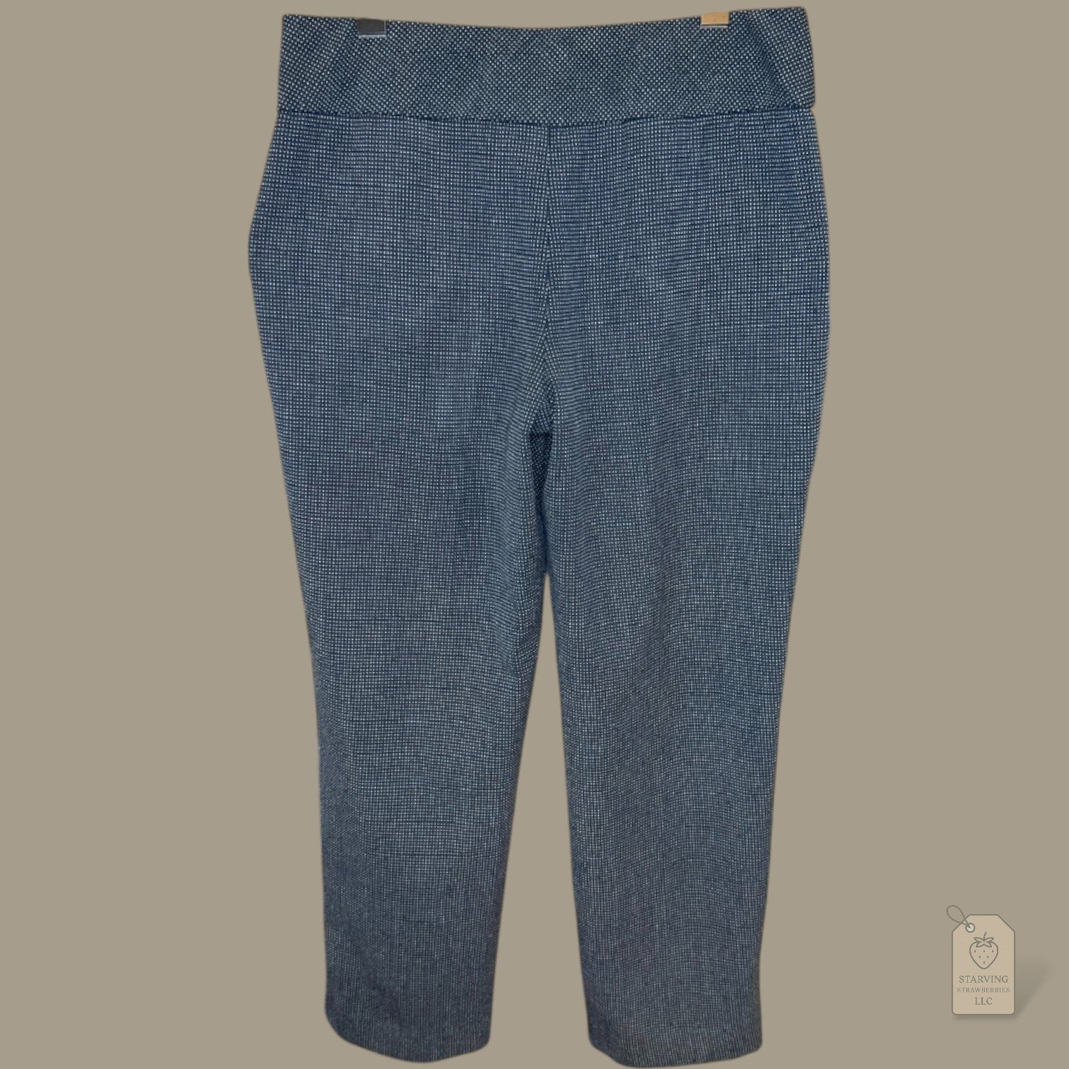 Investments Petites 4P Blue White Microdot Stretch Ankle Pants Work Career