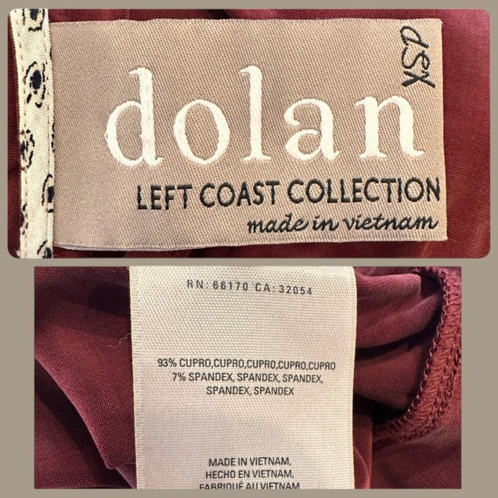 Anthropologie Dolan Burgundy Cupro V-Neck Tunic Dress | XSP Minimalist Layer