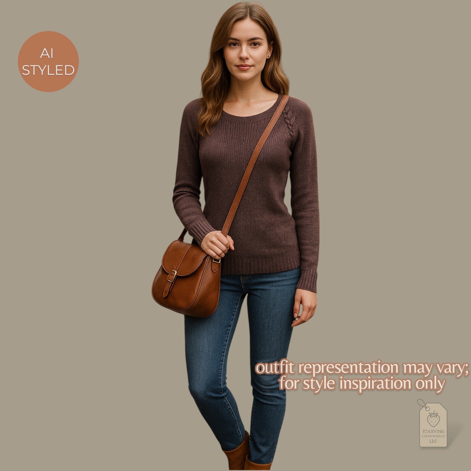 American Eagle Outfitters Brown Knit Sweater | Size S Petite