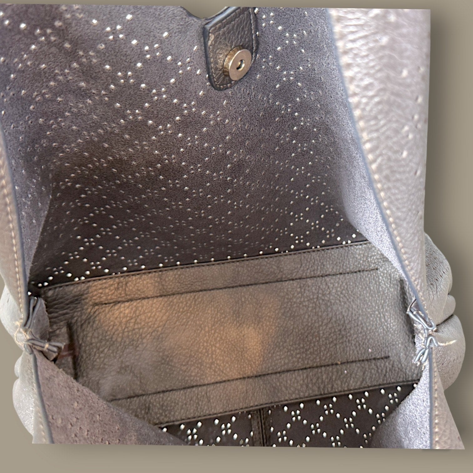 Montana West Metallic Silver Perforated Slouchy Hobo Bag & Wallet 2pc Set