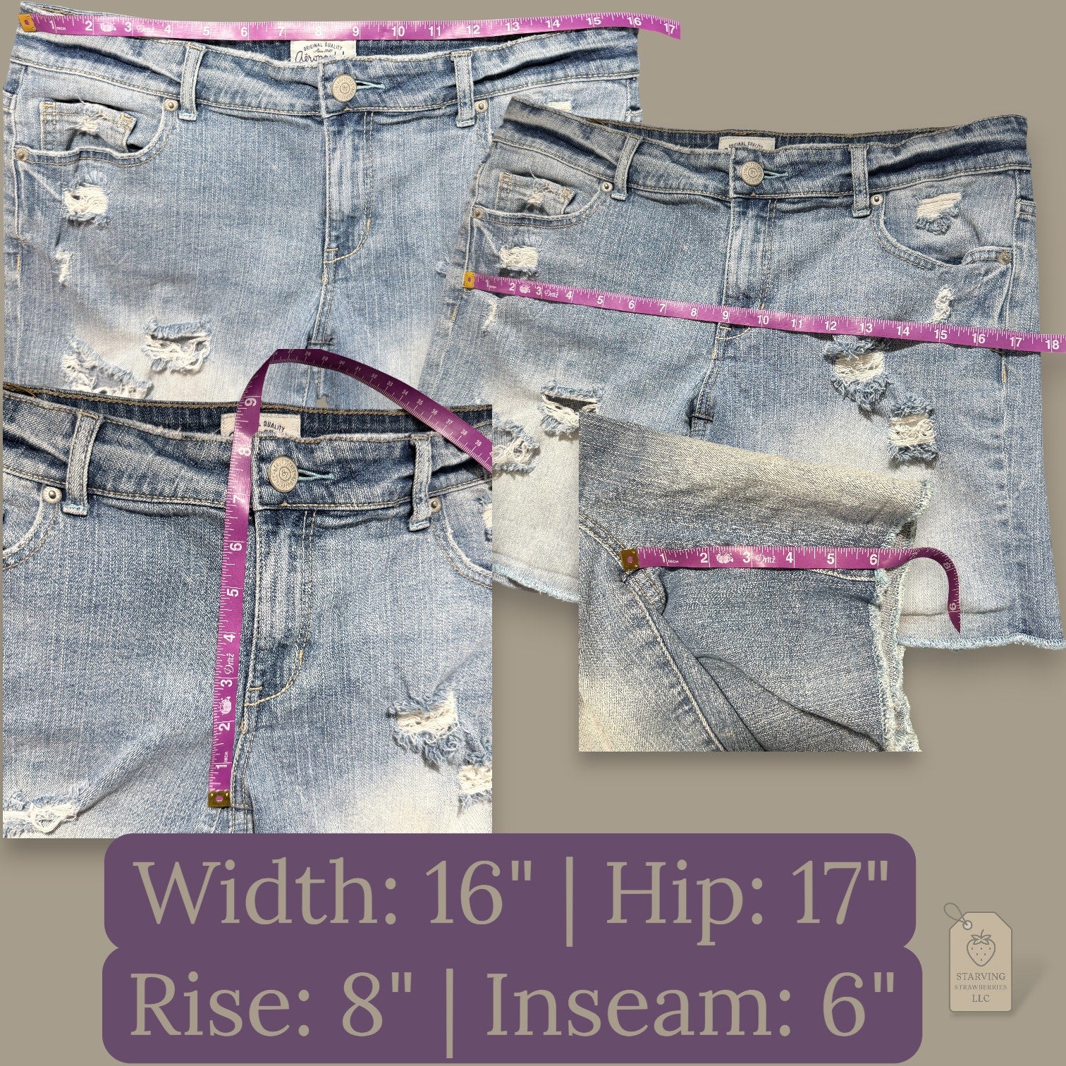 Aéropostale Light Wash Distressed Denim Shorts Women’s 11/12 Casual