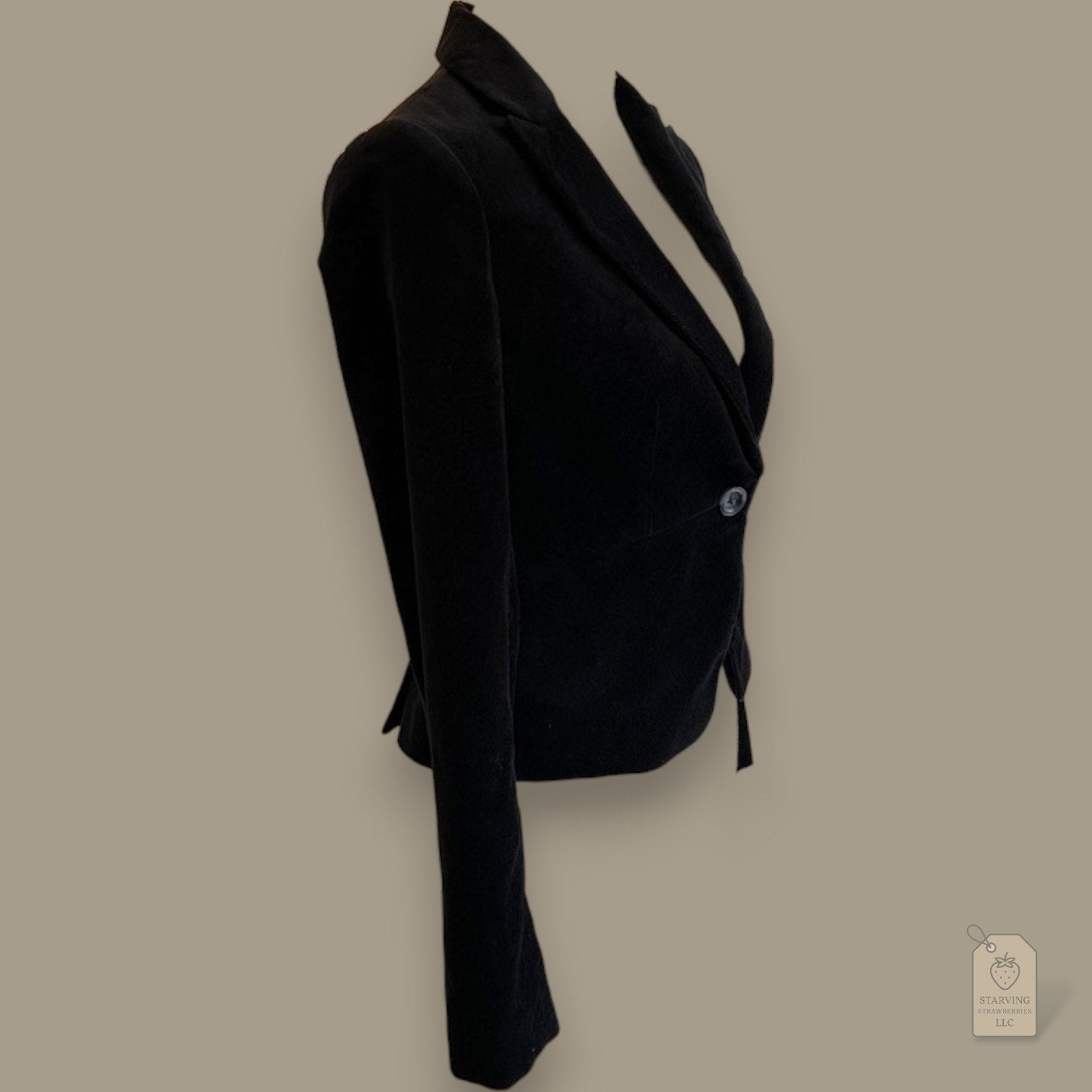 Banana Republic Black Velvet Blazer Fitted Jacket Button Front Size 0