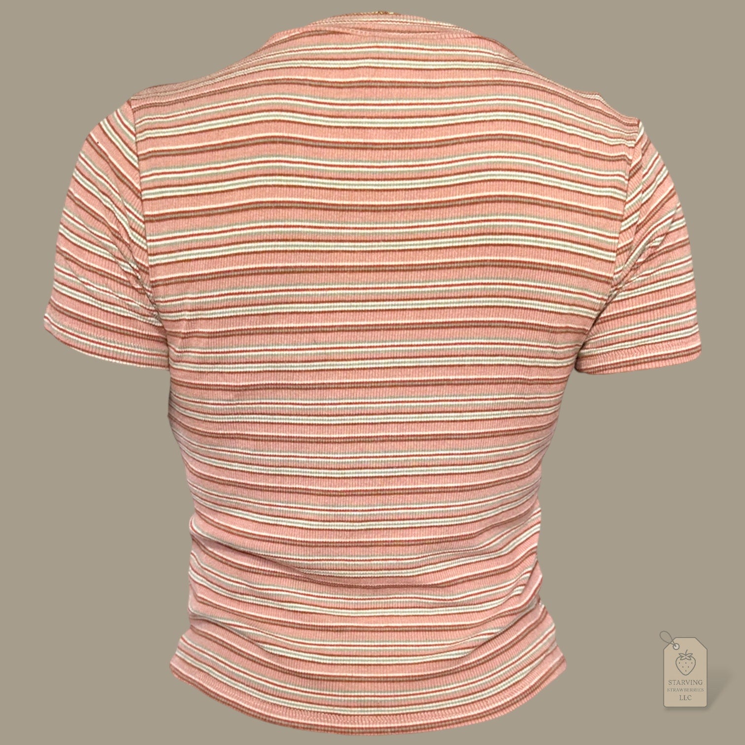 3 Girls Striped Ribbed Crop Top | Retro Y2K Fitted Tee