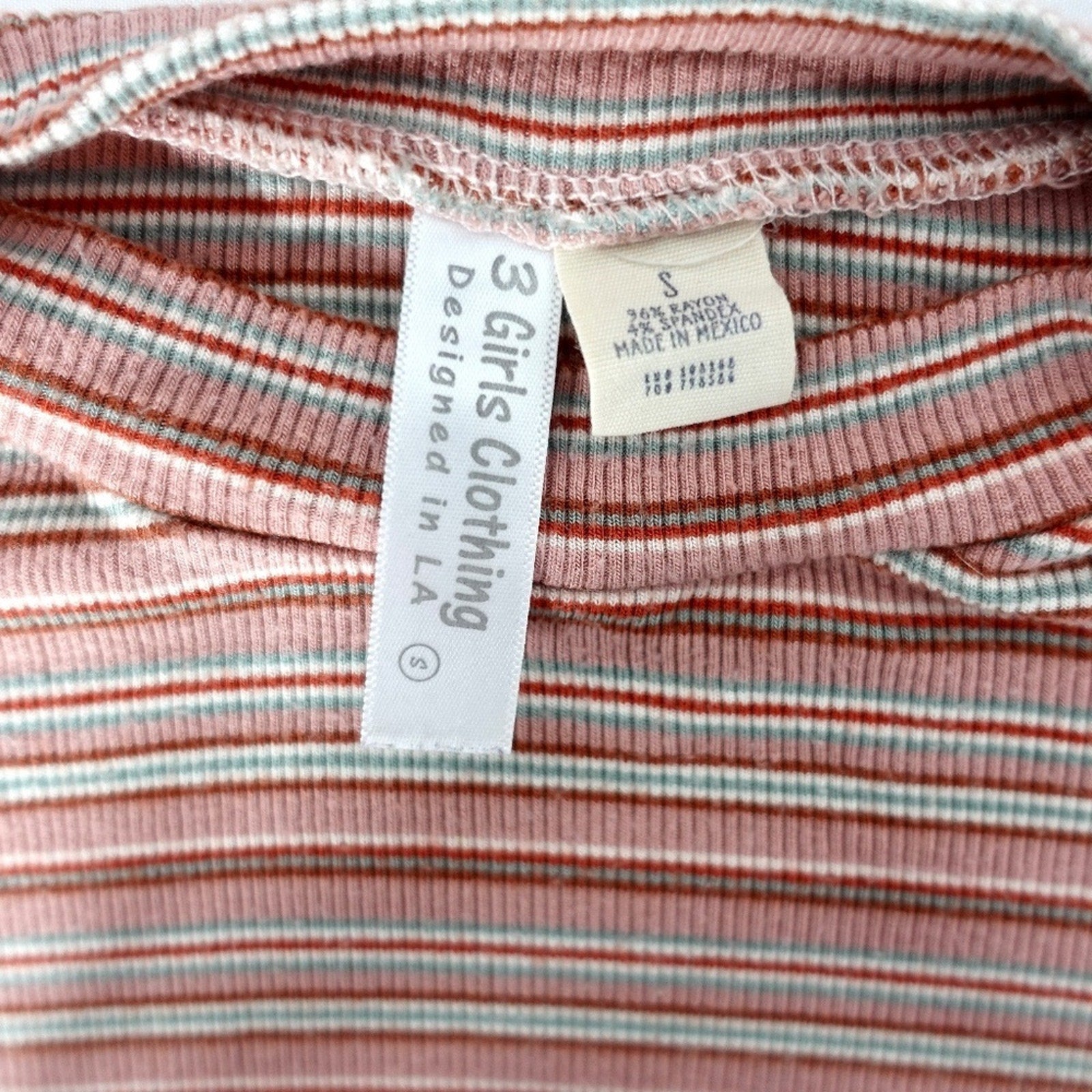 3 Girls Striped Ribbed Crop Top | Retro Y2K Fitted Tee