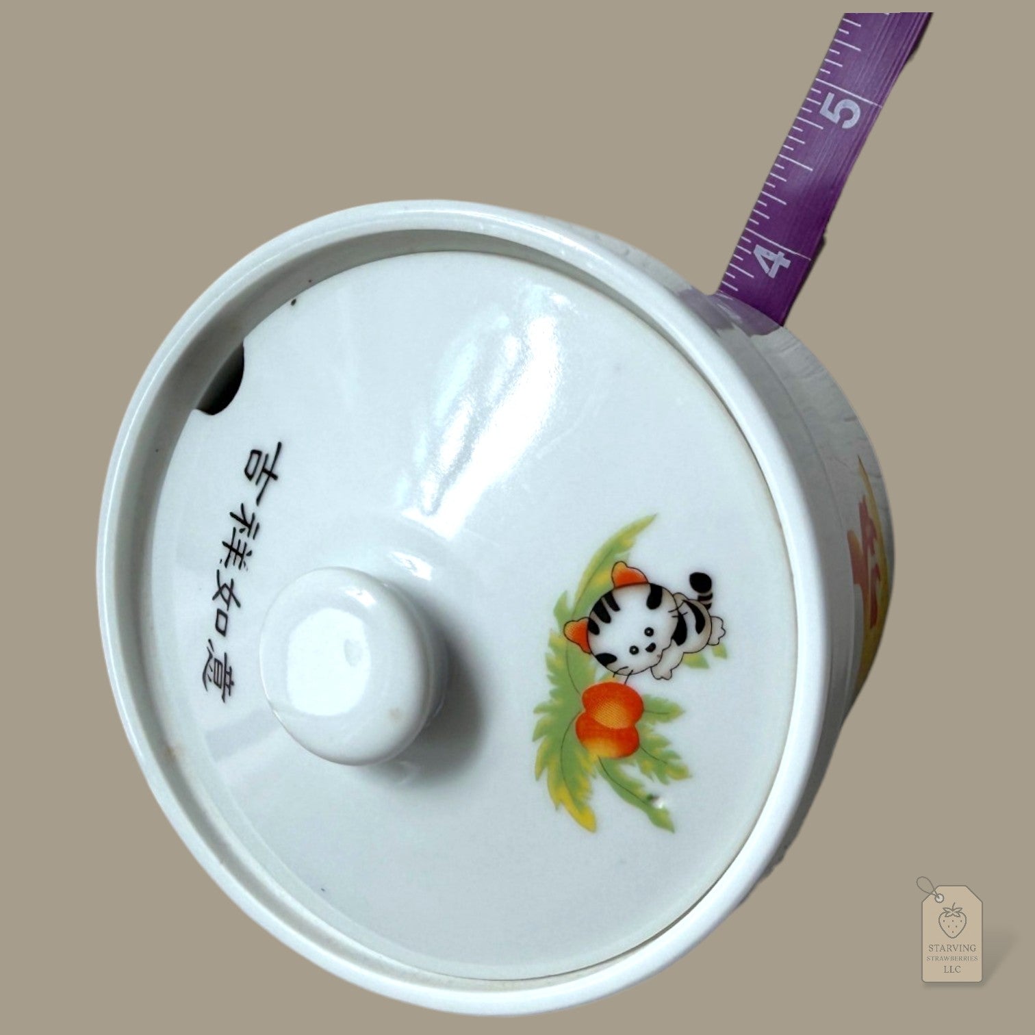 Classic Jingdezhen Porcelain Lidded Stew Cup w/ Spoon Notch