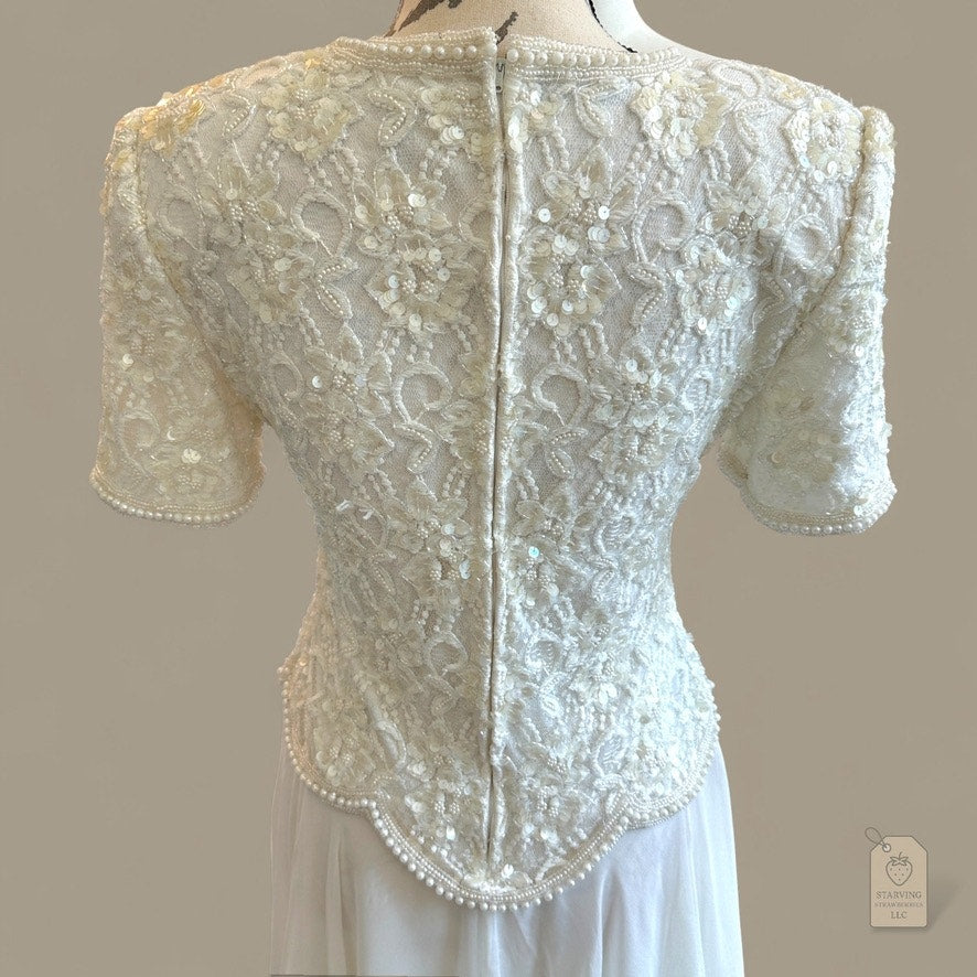 Vintage Brilliante by J.A. Ivory Beaded Sequin Formal Dress P/S
