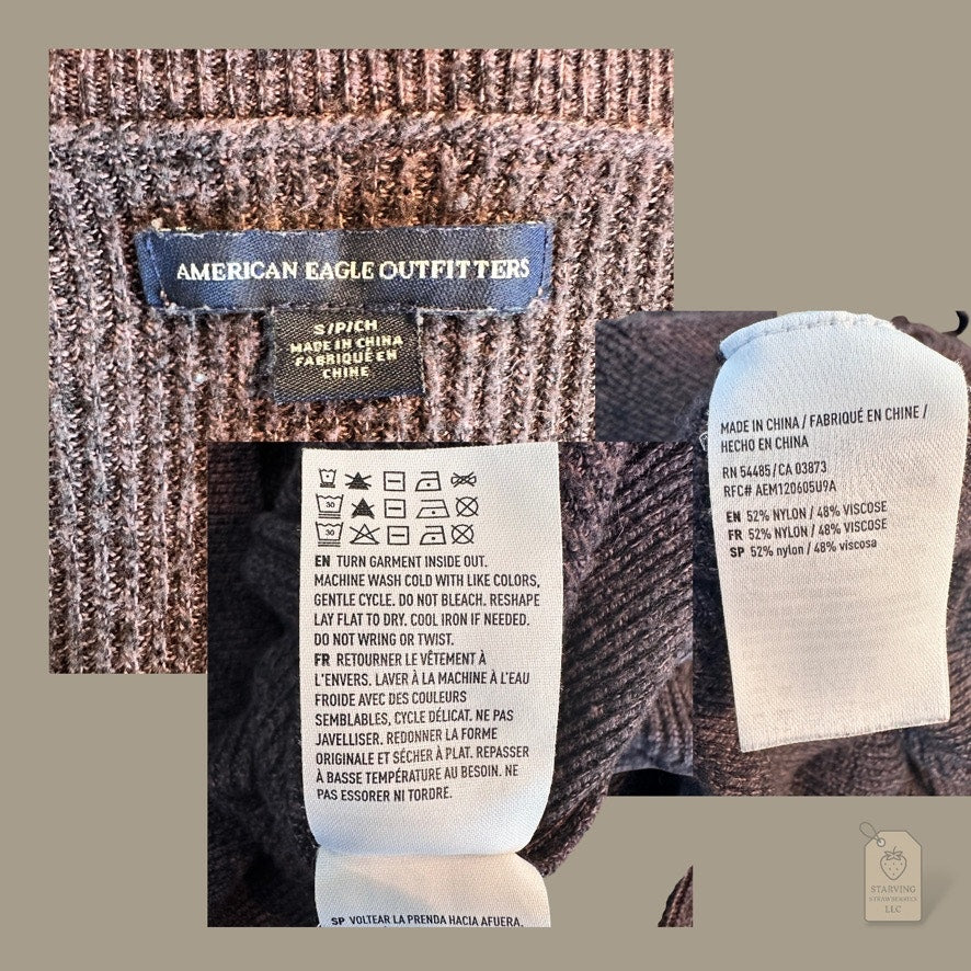 American Eagle Outfitters Brown Knit Sweater | Size S Petite