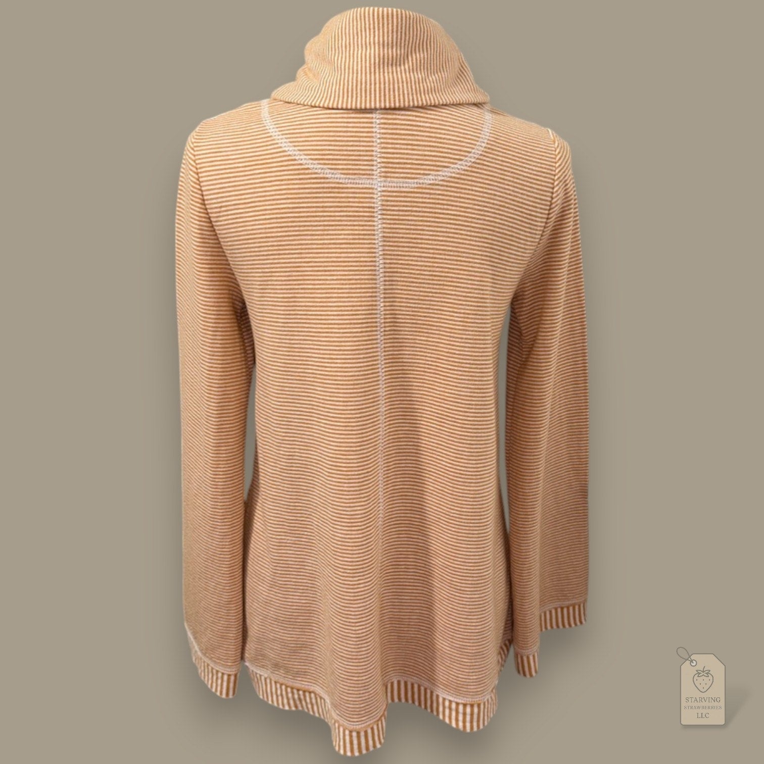 Maeve Anthropologie Cowl Neck Tunic Sweater Small Mustard Striped Soft Knit Top