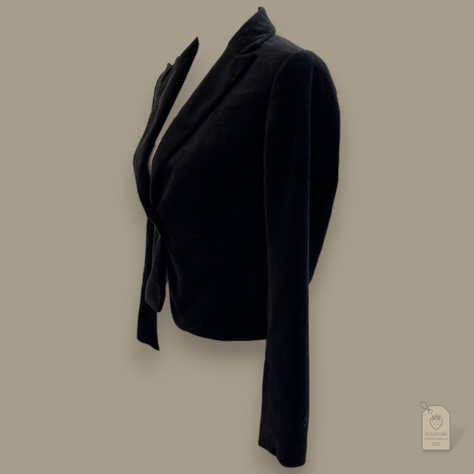 Banana Republic Black Velvet Blazer Fitted Jacket Button Front Size 0