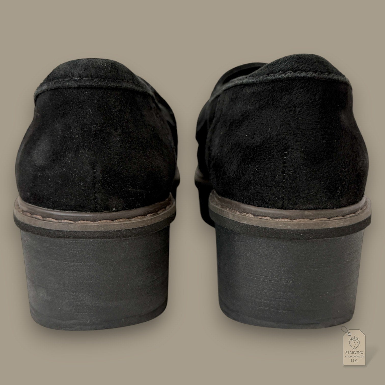 Clarks Collection Black Suede Ruffle Penny Loafers & Ultimate Comfort