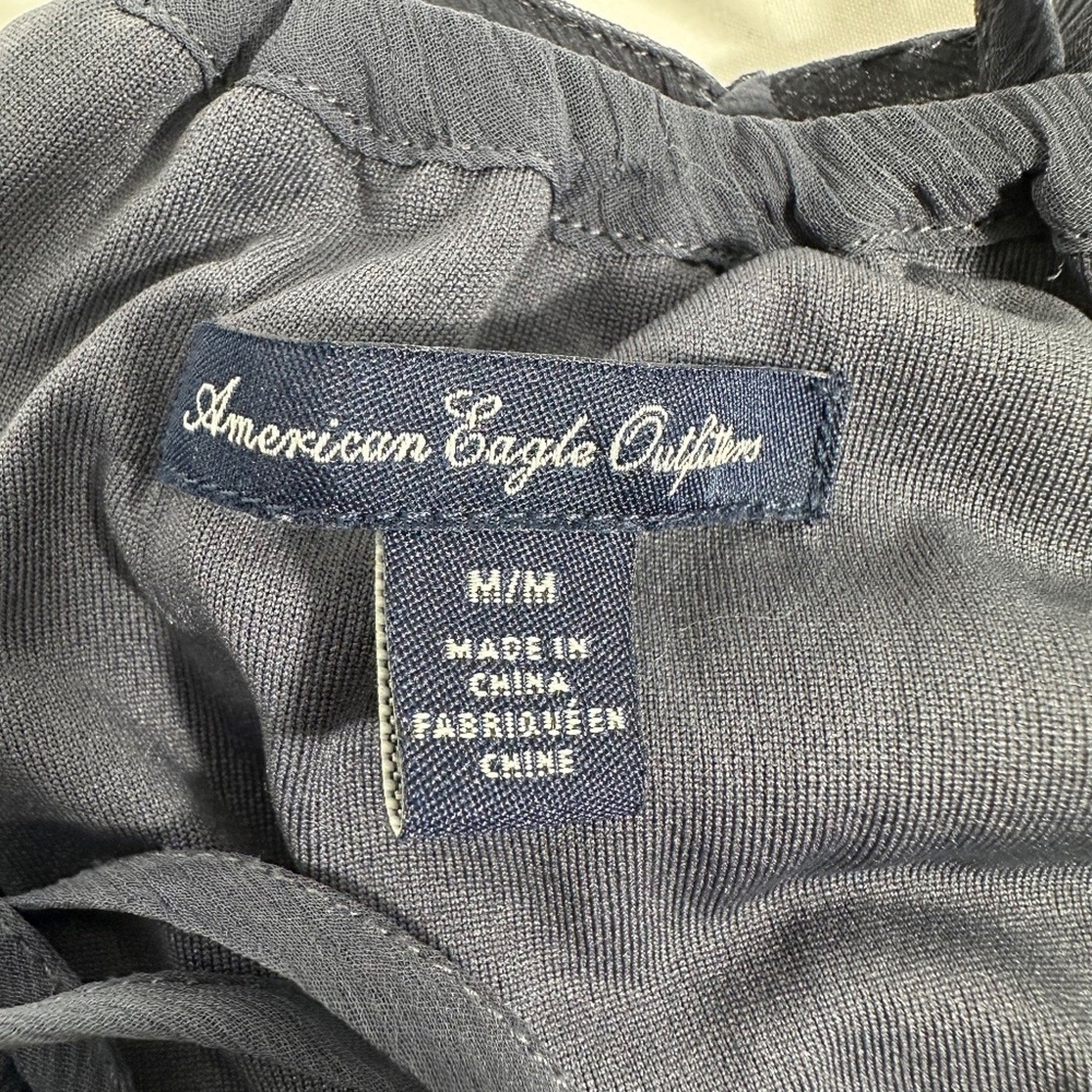 American Eagle Outfitters Navy Blue Ruffle Spaghetti Strap Chiffon Dress M