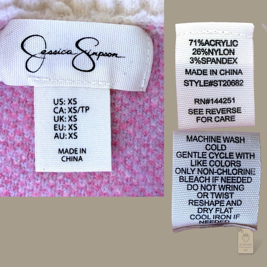 Jessica Simpson Pink & Lavender Plaid Cropped Sweater Women’s XS