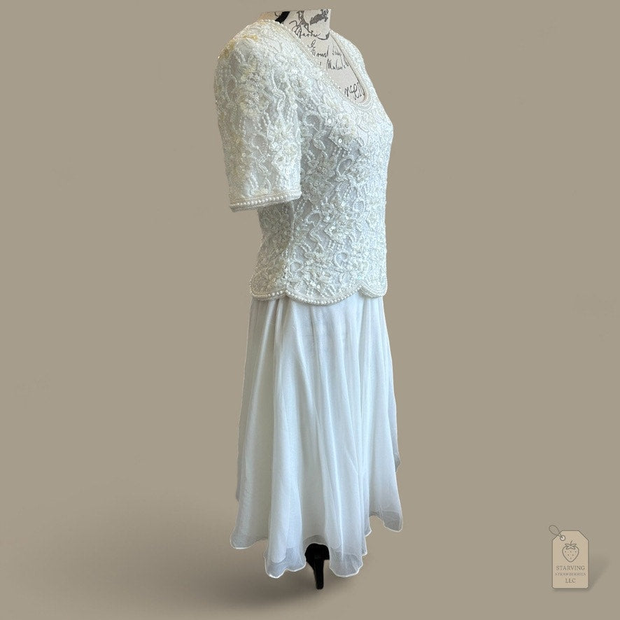 Vintage Brilliante by J.A. Ivory Beaded Sequin Formal Dress P/S
