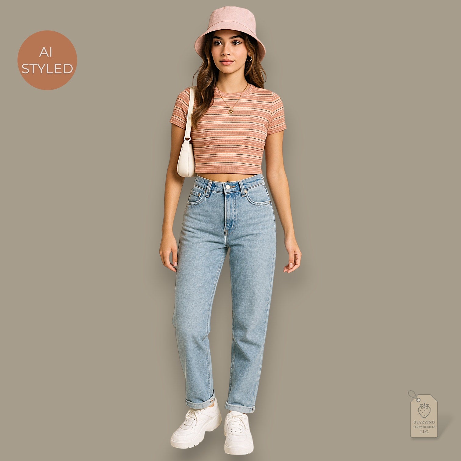 3 Girls Striped Ribbed Crop Top | Retro Y2K Fitted Tee
