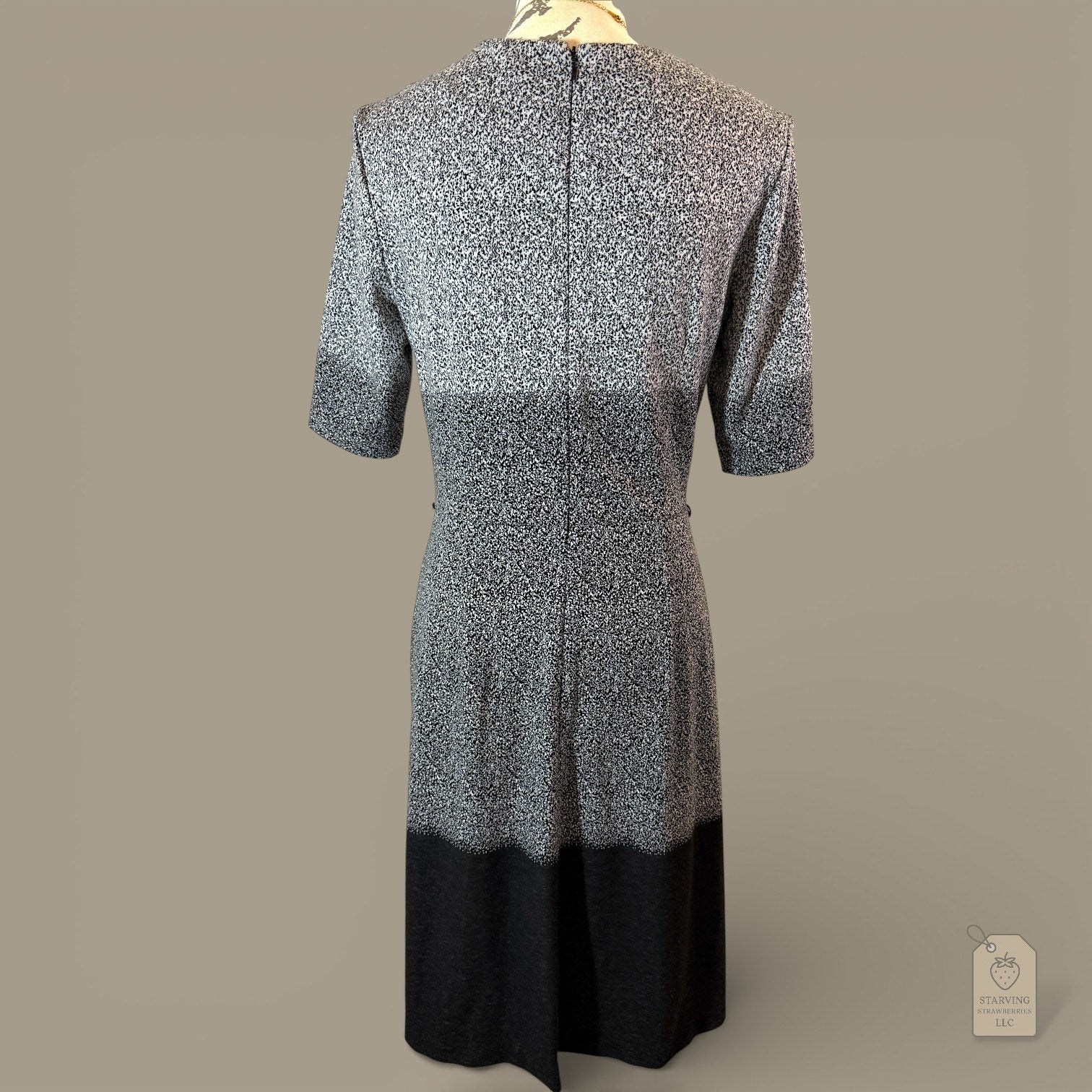 London Times Ombre Tweed Knit Sheath Dress w/ Sunburst Pleats - Size 8