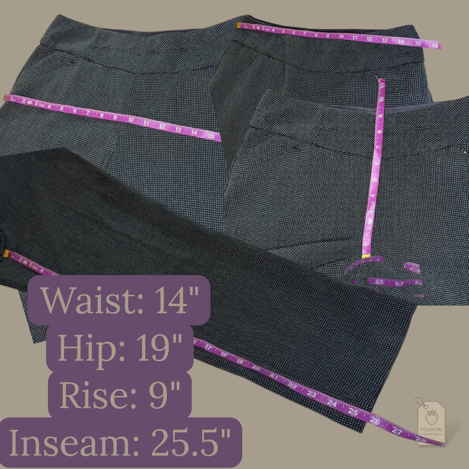 Investments Petites 4P Blue White Microdot Stretch Ankle Pants Work Career