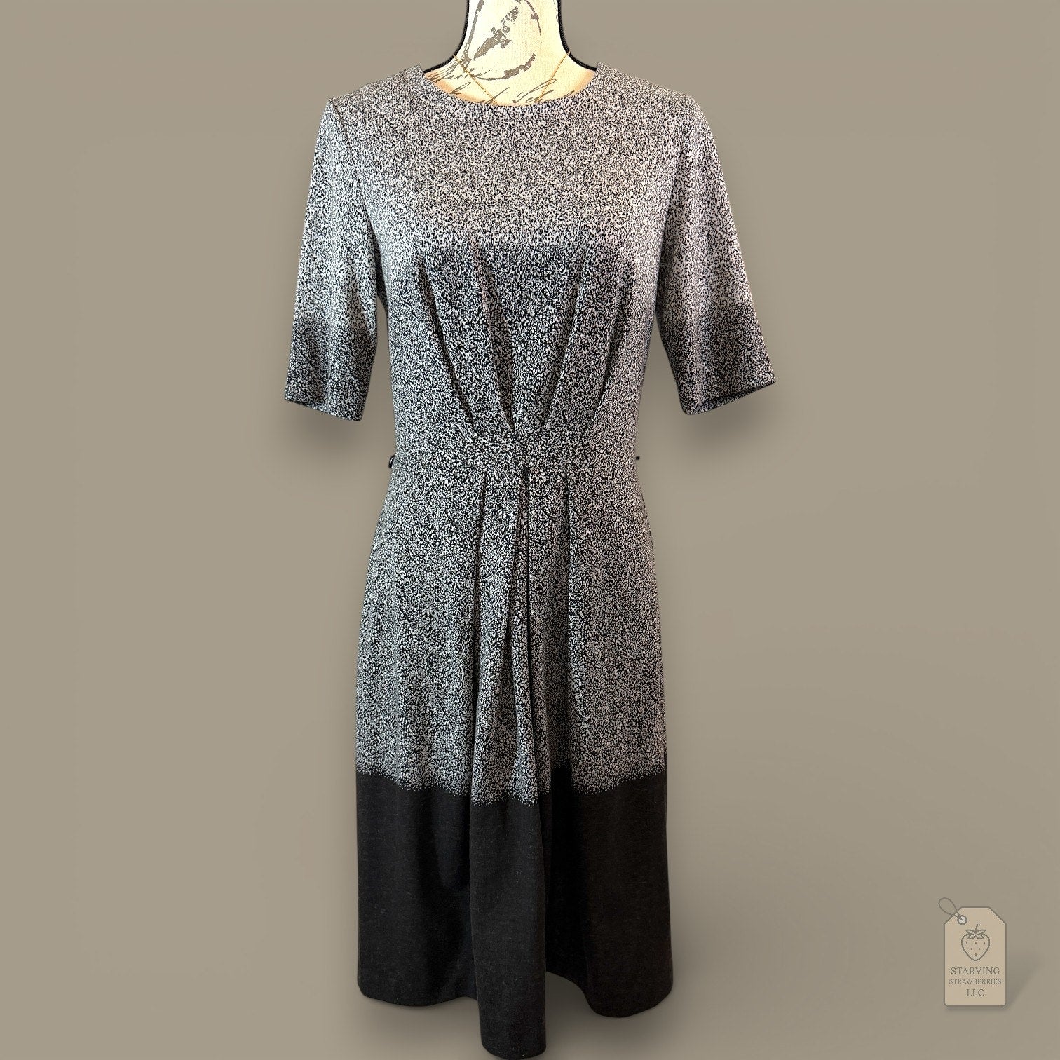 London Times Ombre Tweed Knit Sheath Dress w/ Sunburst Pleats - Size 8