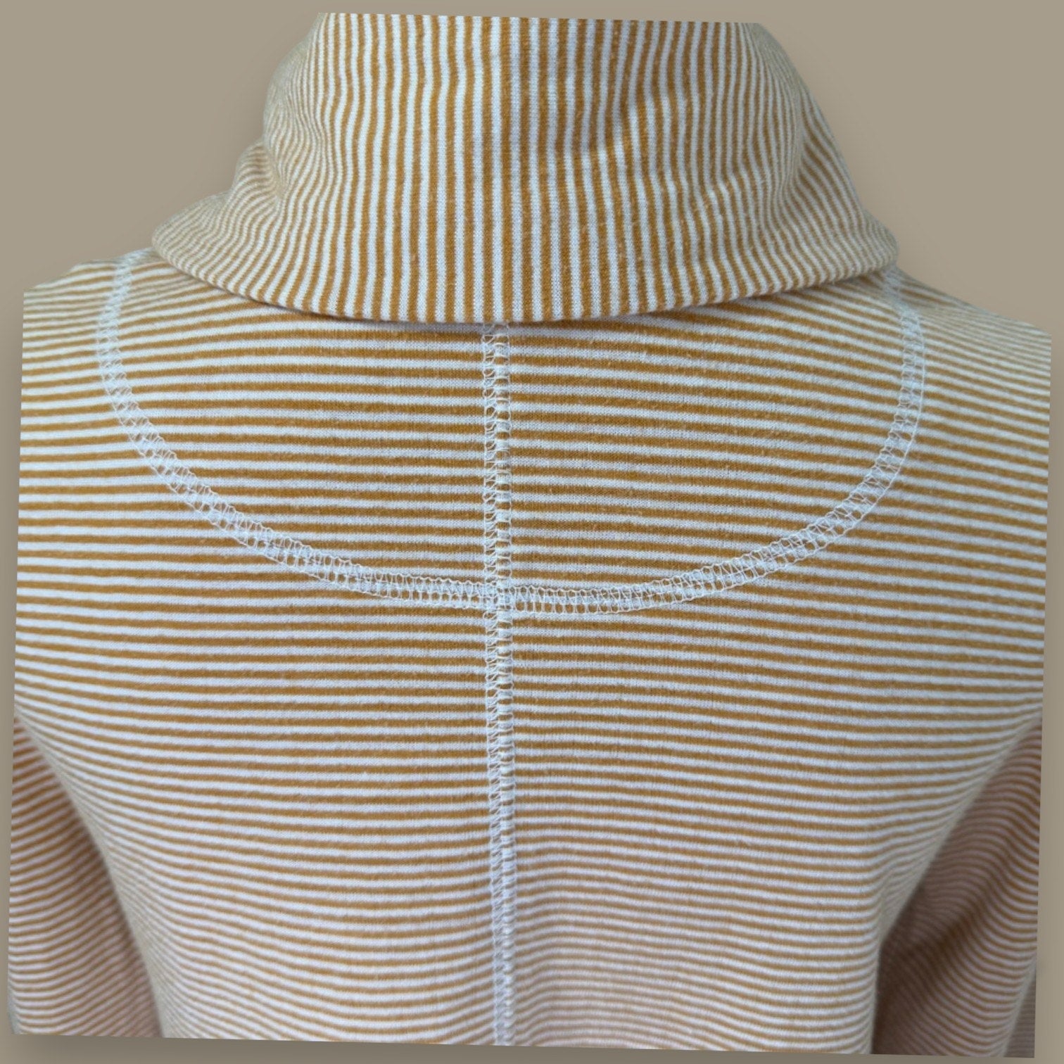 Maeve Anthropologie Cowl Neck Tunic Sweater Small Mustard Striped Soft Knit Top