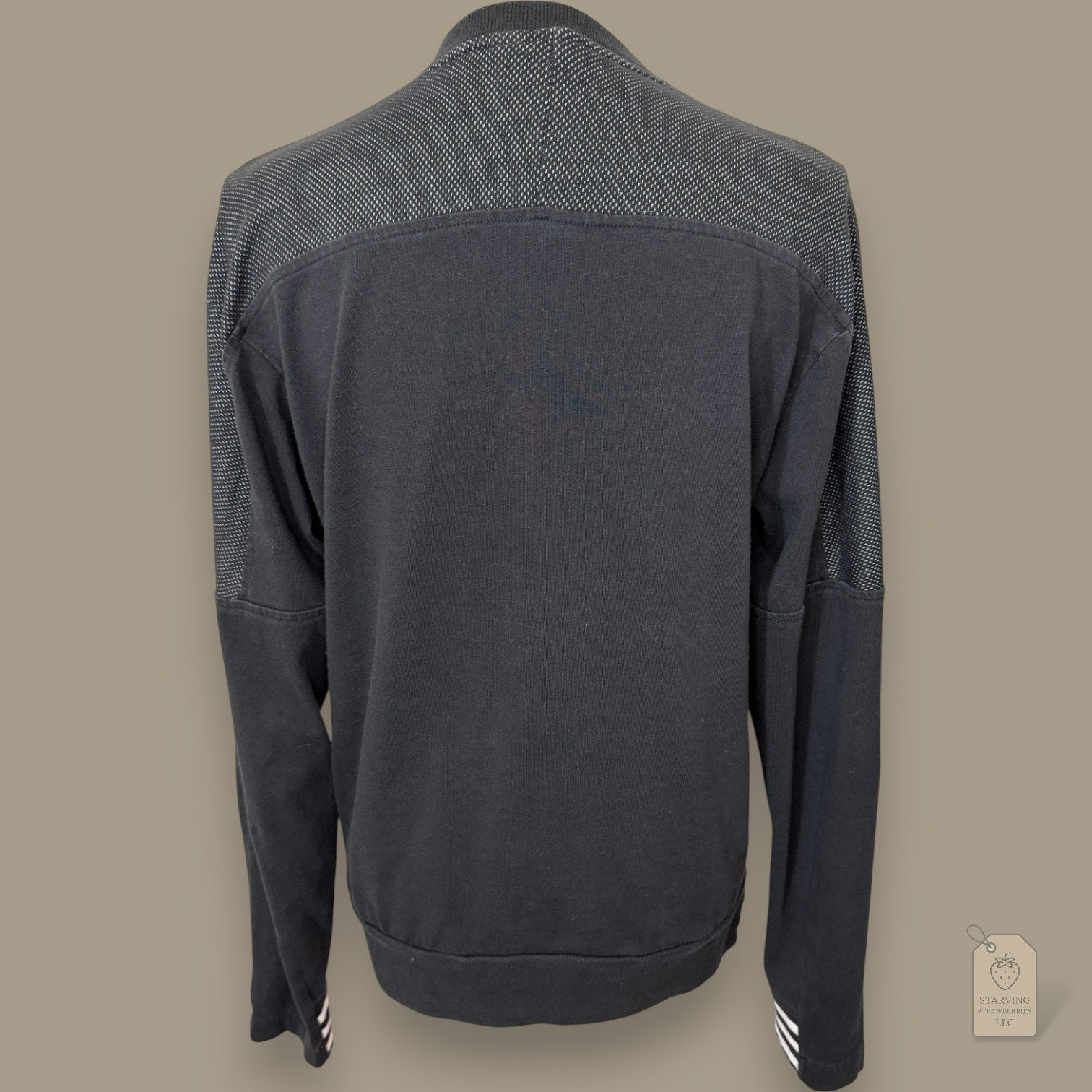 Adidas Sideline Crewneck Sweatshirt Small Black Mesh Logo 3-Stripe Cuff CV3214