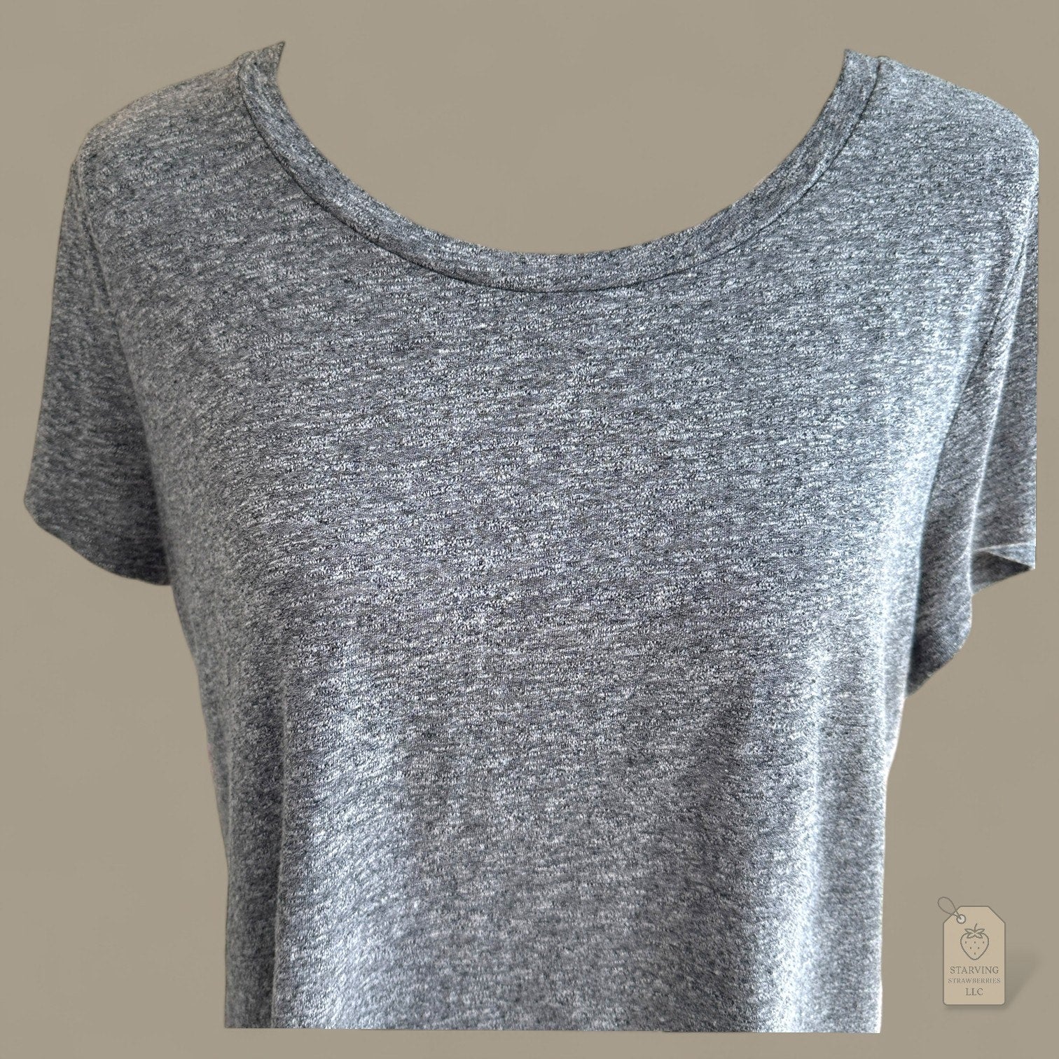 Express Gray Black Colorblock Sheer Hem Short Sleeve Top Women’s Size L
