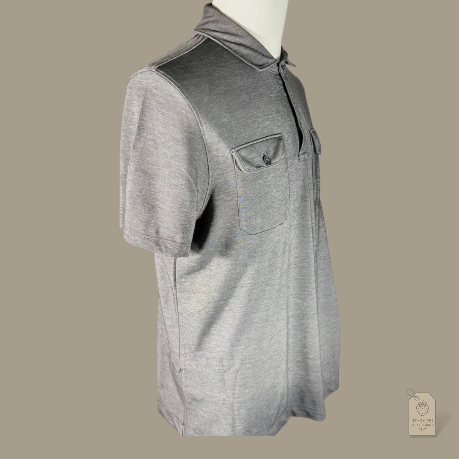 Men’s | Michael Kors | Gray Collared Short Sleeve Polo with Front Chest Pockets