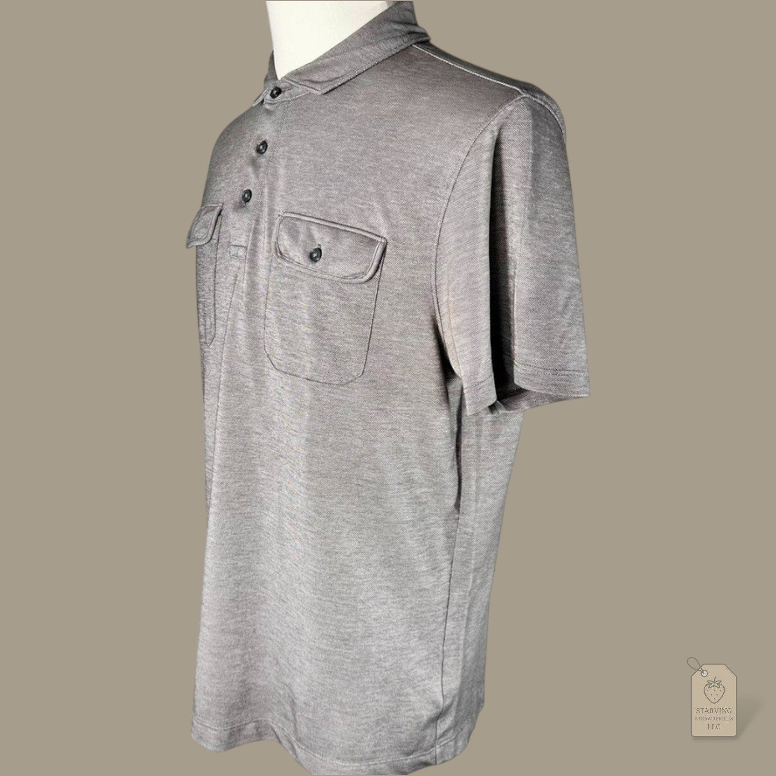 Men’s | Michael Kors | Gray Collared Short Sleeve Polo with Front Chest Pockets