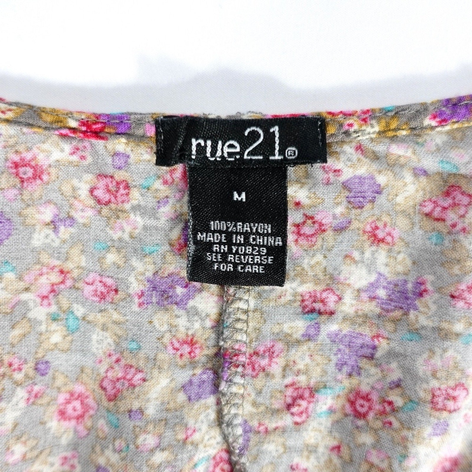 Rue 21 Floral Sleeveless Babydoll Dress Brown Tan Pink Purple M
