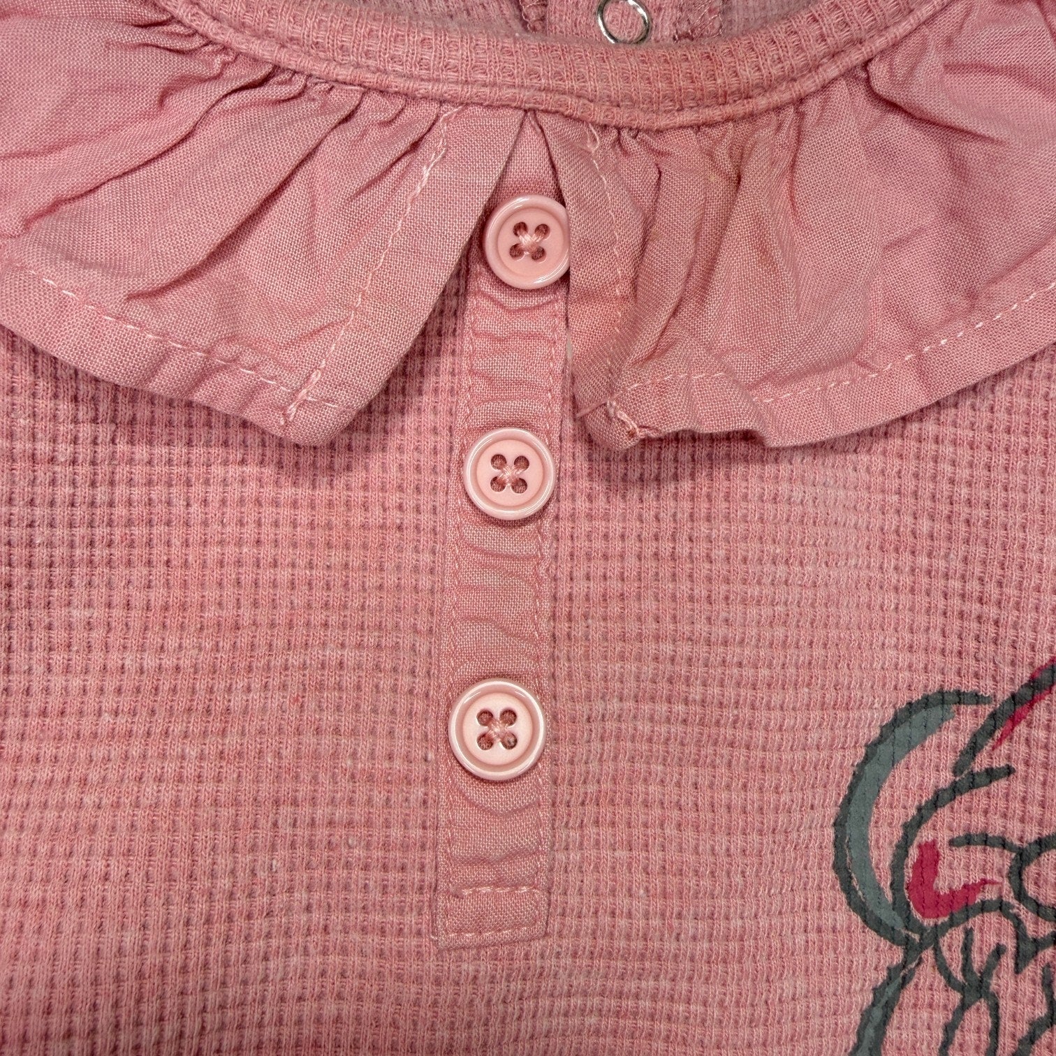 Disney Baby Mickey & Minnie Waffle Knit Romper Pink 24M Long Sleeve
