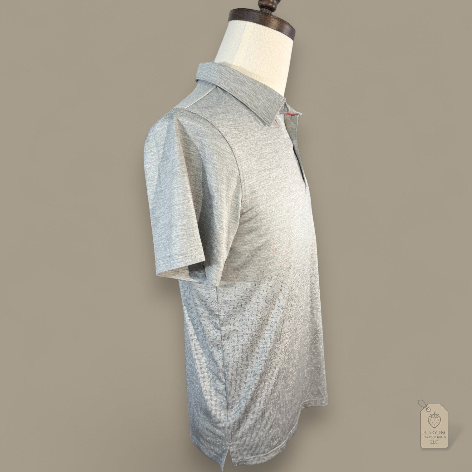 PUMA Golf Polo Shirt Boys XL 18-20 Grey Digital Pixel Fade Stretch Performance