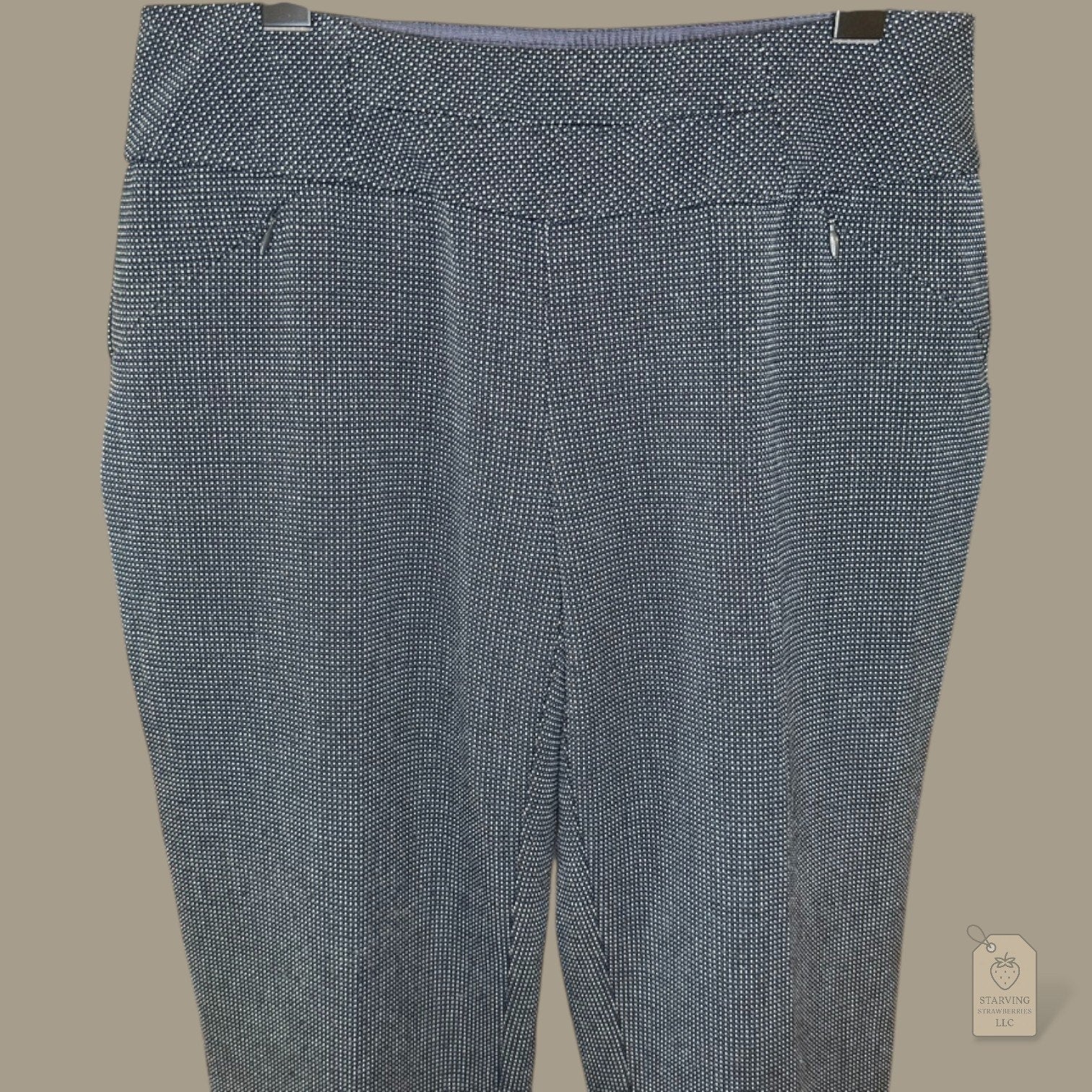 Investments Petites 4P Blue White Microdot Stretch Ankle Pants Work Career