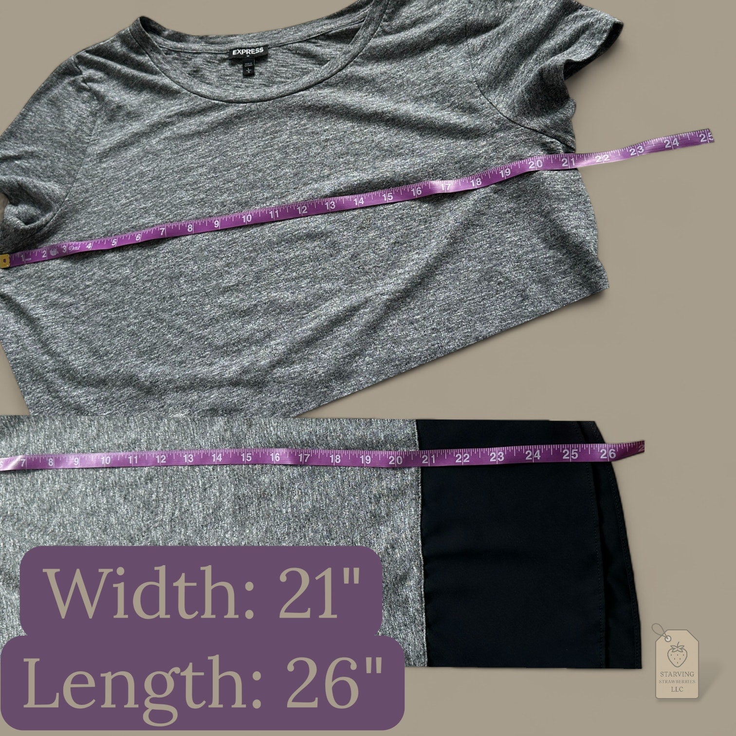 Express Gray Black Colorblock Sheer Hem Short Sleeve Top Women’s Size L