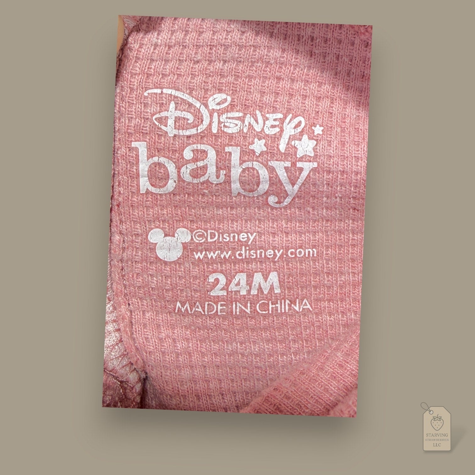 Disney Baby Mickey & Minnie Waffle Knit Romper Pink 24M Long Sleeve