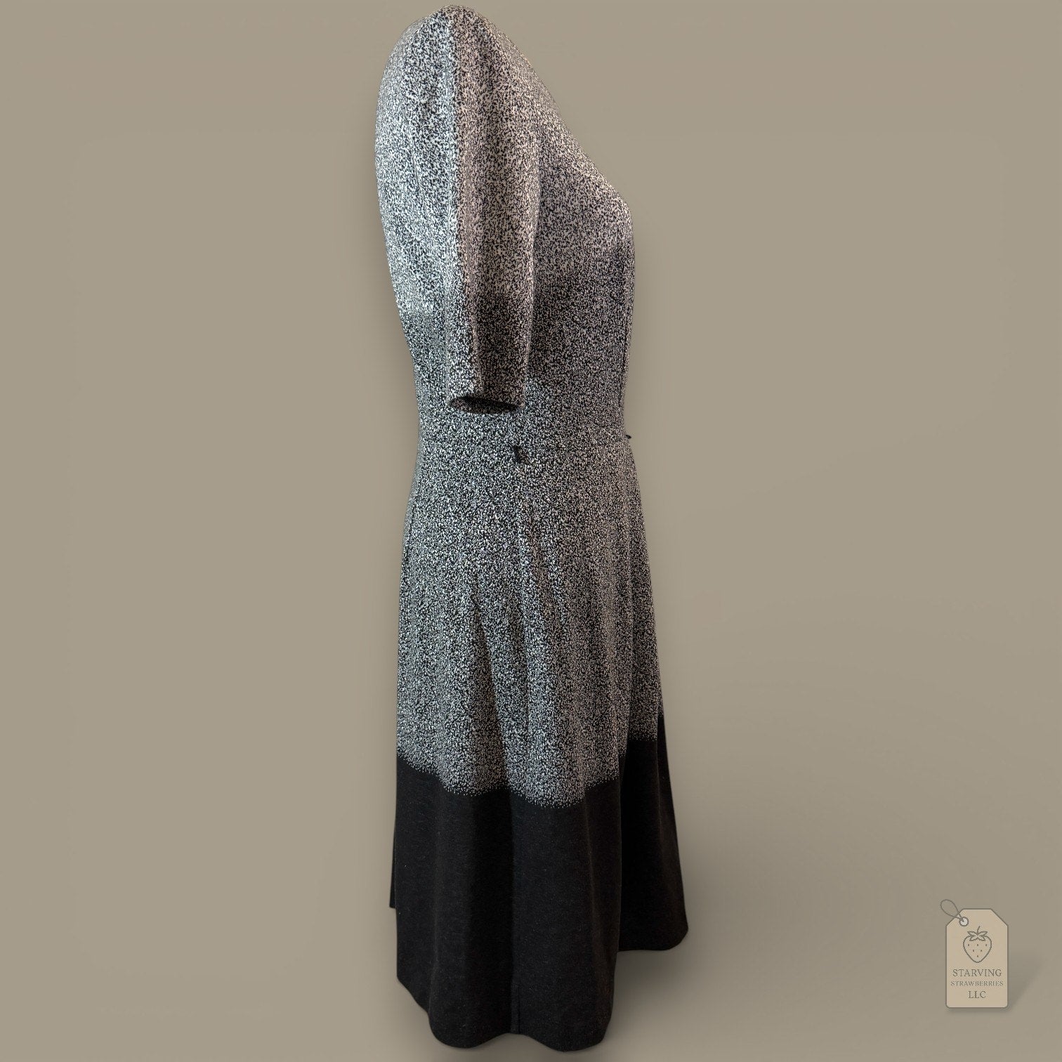 London Times Ombre Tweed Knit Sheath Dress w/ Sunburst Pleats - Size 8