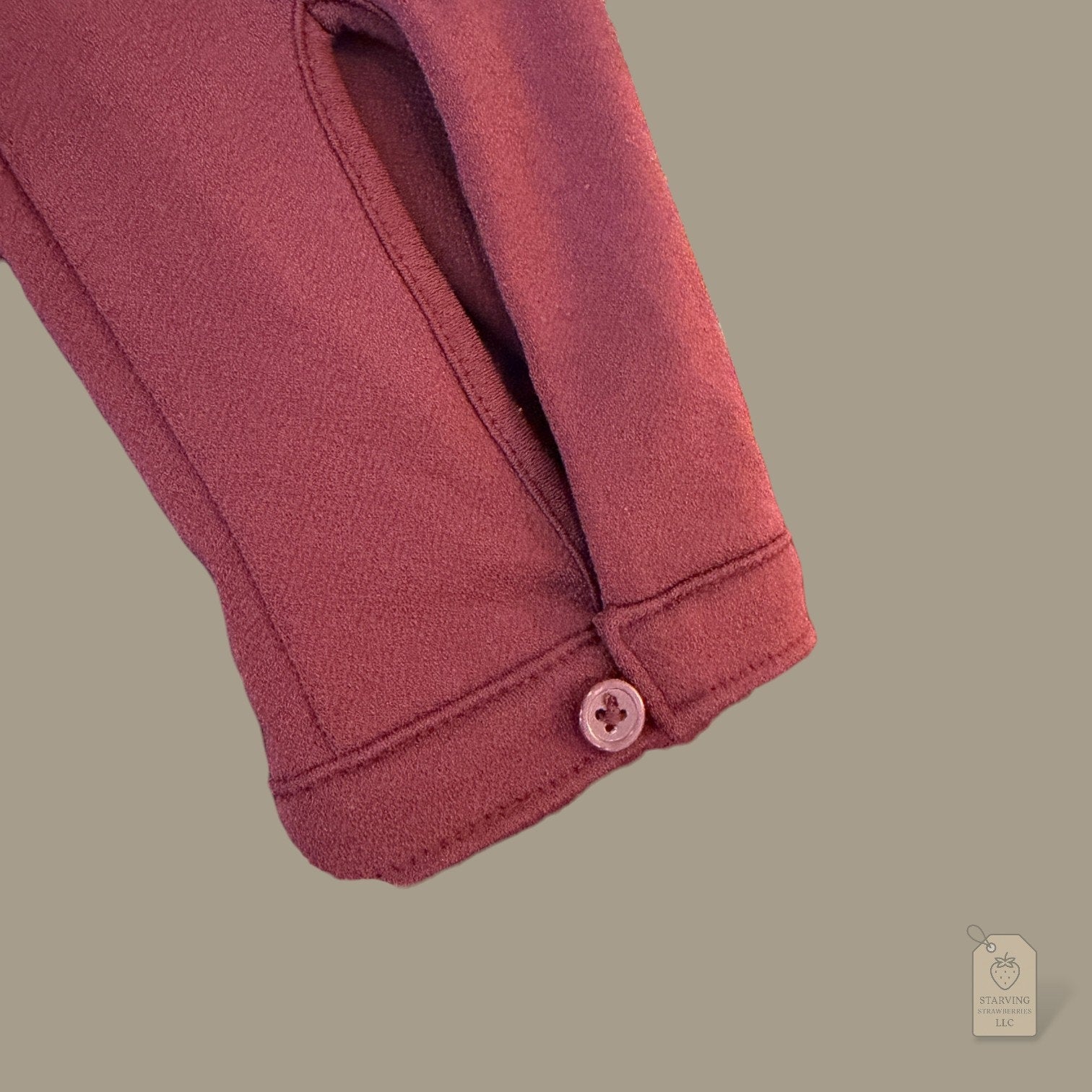 Banana Republic Factory Dark Cherry Crepe Square Neck Top & Button Cuffs