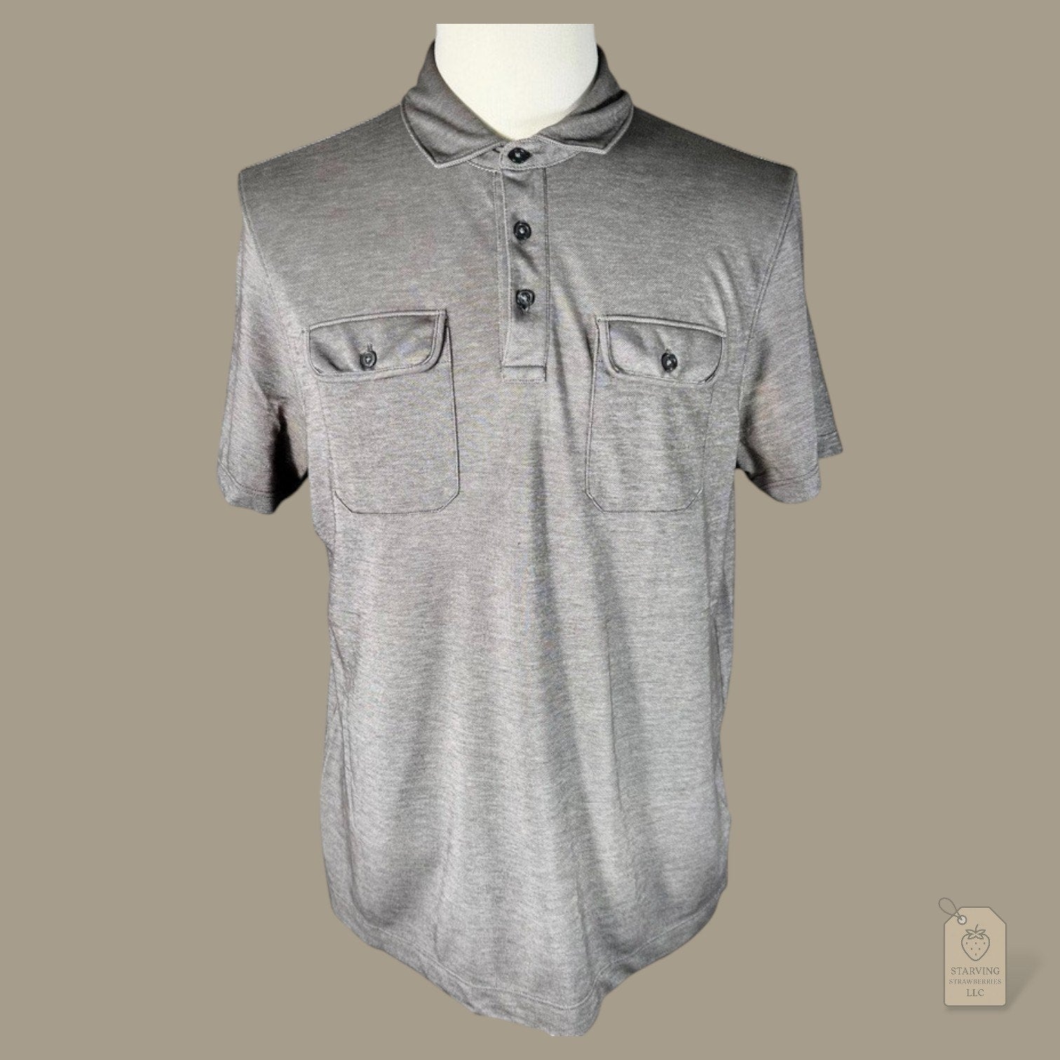 Men’s | Michael Kors | Gray Collared Short Sleeve Polo with Front Chest Pockets