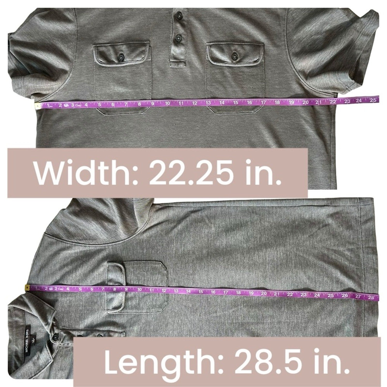 Men’s | Michael Kors | Gray Collared Short Sleeve Polo with Front Chest Pockets