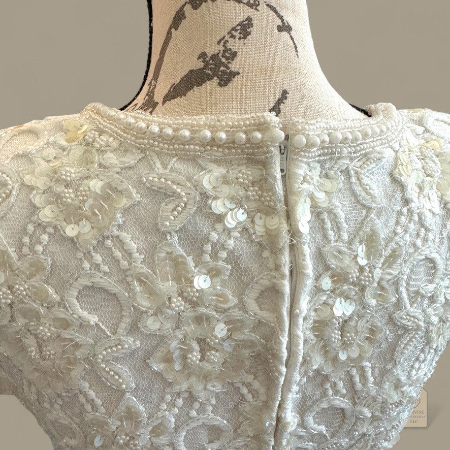 Vintage Brilliante by J.A. Ivory Beaded Sequin Formal Dress P/S