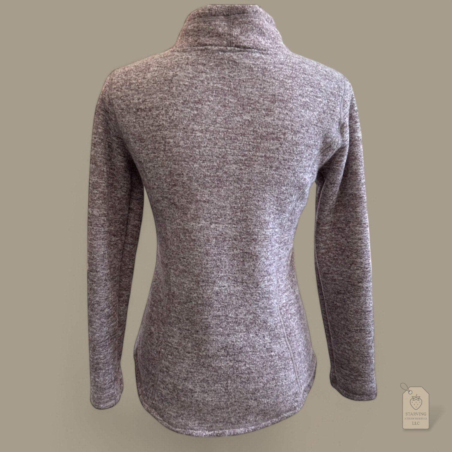 Sherpa Lined 1/4 Snap Fleece Pullover Sweater Heather Lavender Purple S